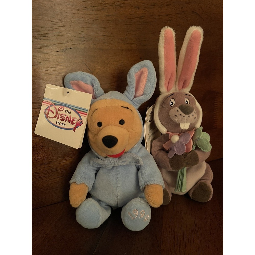 Disney Theme Park Edition - Easter Bunny Pooh 8" & Gopher 7" Mini Bean Bag Plush